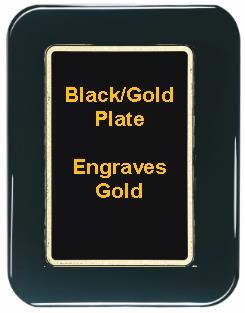 8" x 10" Black Piano Finish Round Corner Plaque with a Black Round Corner Plate 2