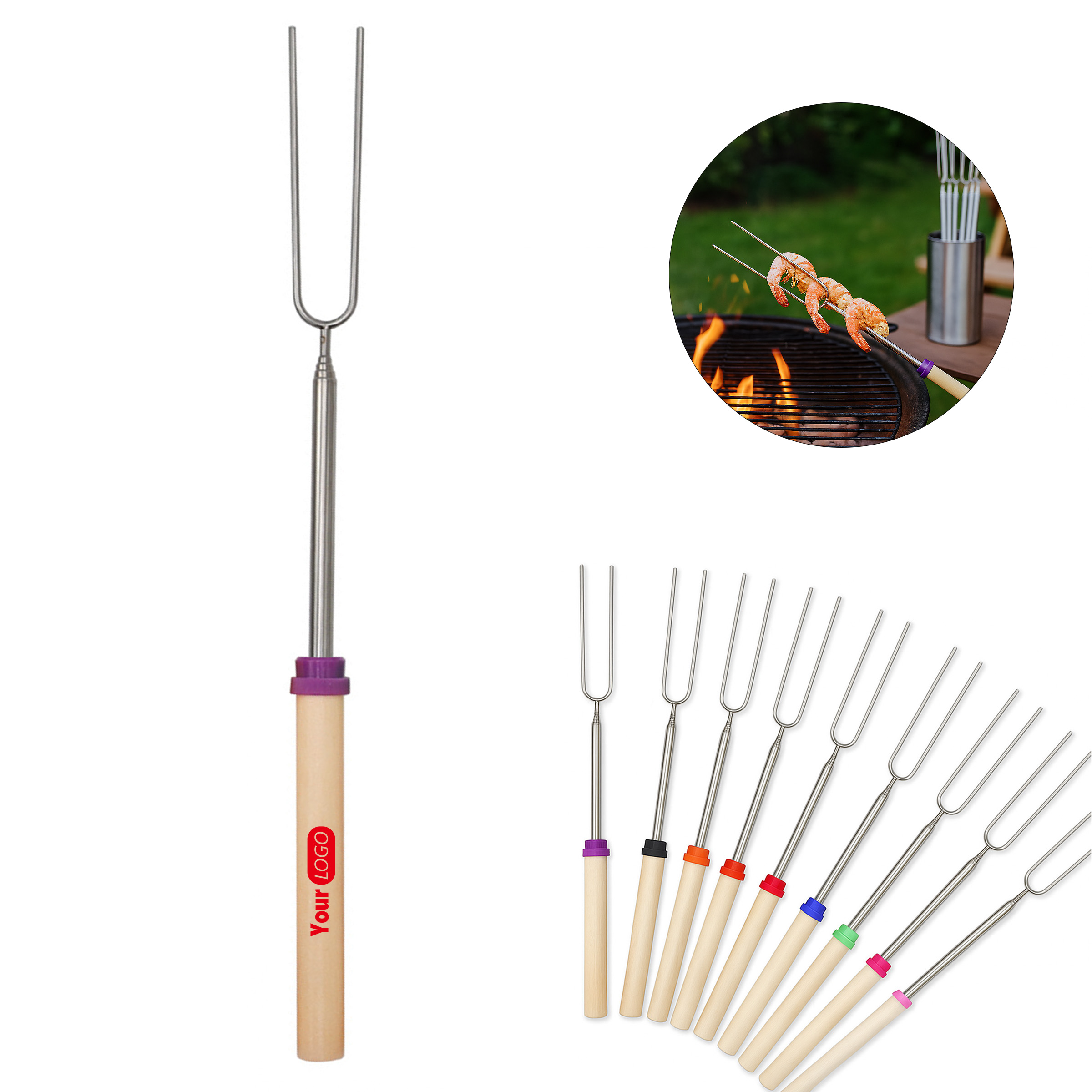Telescopic Barbecue Roasting Fork 1