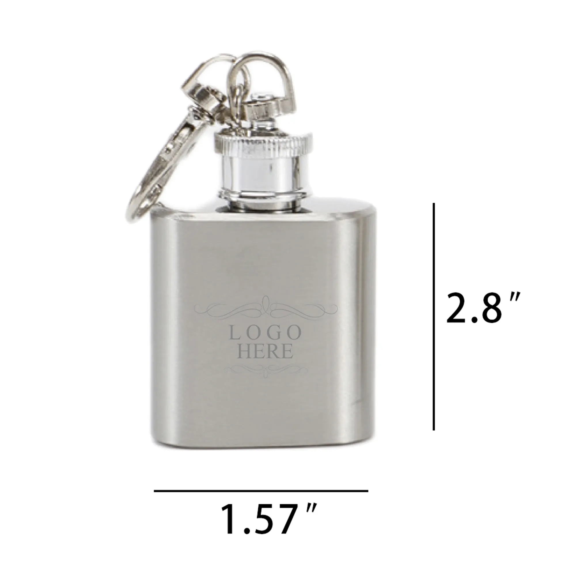 Custom Printed Stainless 1 Oz. Steel Flask Key Chain 3