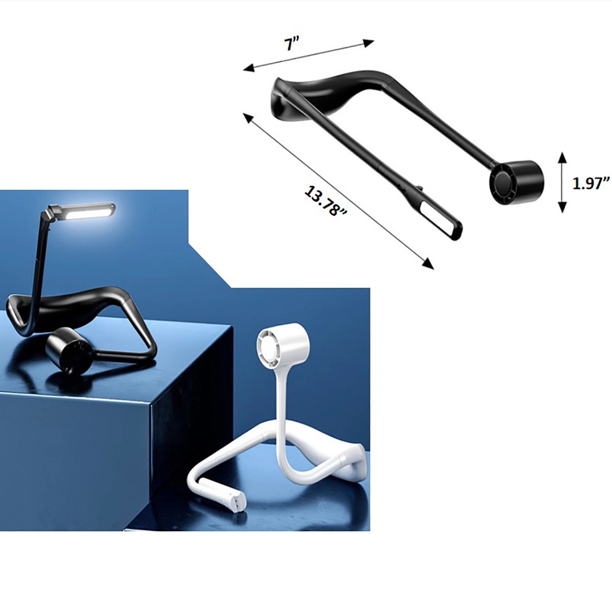 Portable Neck Fan With Led Light Bladeless 4