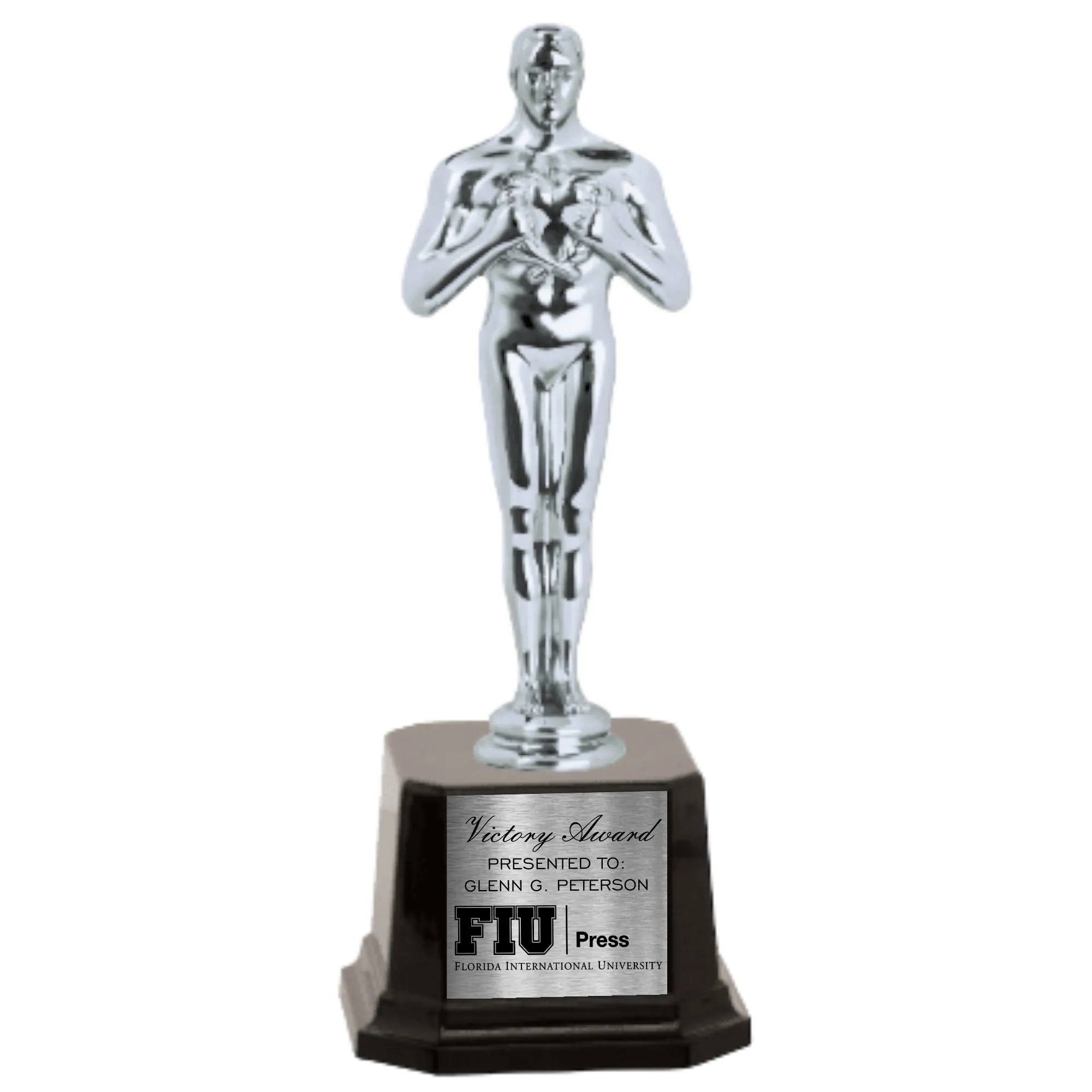 8 1/2" Metal Male Achievement Figure on Glossy Black Base 6