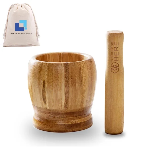 Bamboo Mortar and Pestle Set 5