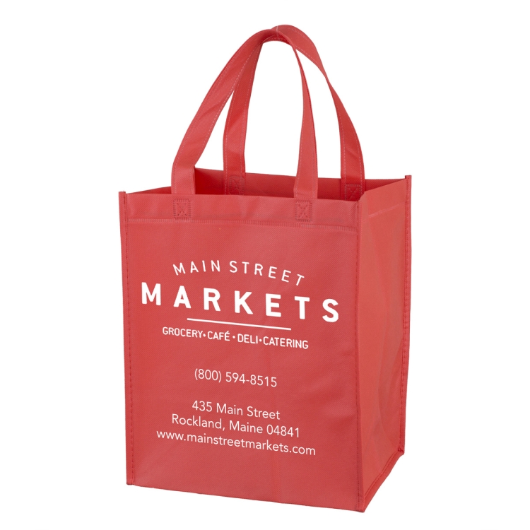 10"W x 12"H x 8" Gusset - "FULL VIEW" Junior Large Imprint Grocery Shopping Tote Bag 18