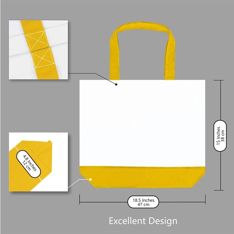 Large Two-Tone Canvas Tote Bag, custom tote bag with logo imprint 3