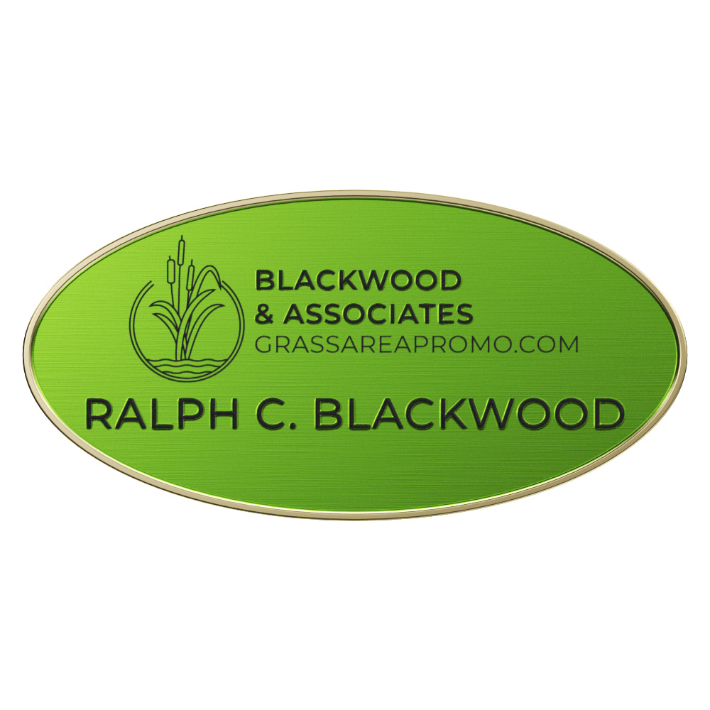 Texture Tone® Oval Metal Name Badge (3" x 1-1/2")