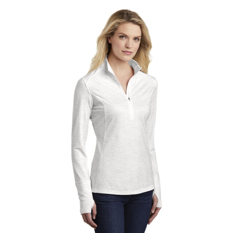 Sport-Tek Women's Sport-Wick Stretch Reflective Heather 1/2-Zip Pullover. 3