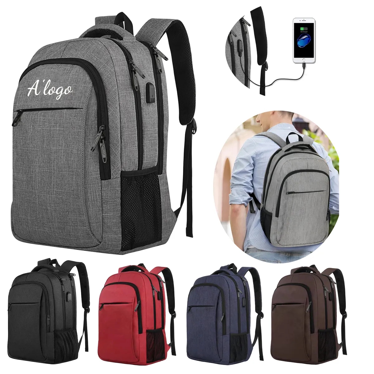 Travel Laptop Backpack with USB Charging Port 2