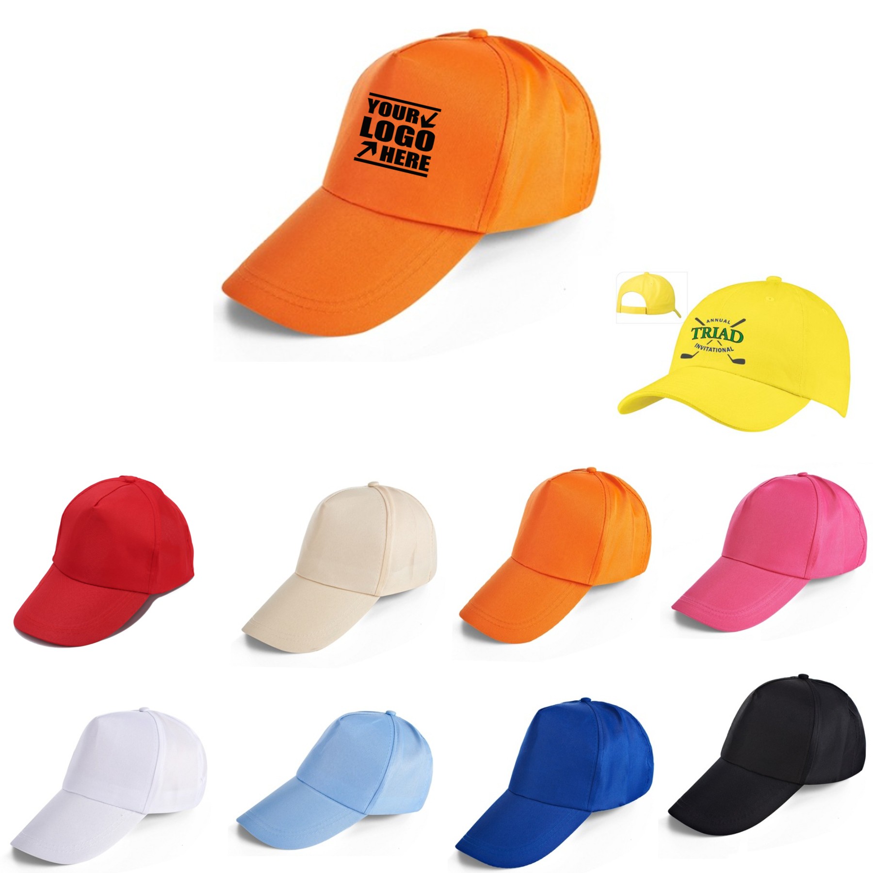 Original Poly/Cotton Snap Back Cap /Solid Baseball Cap