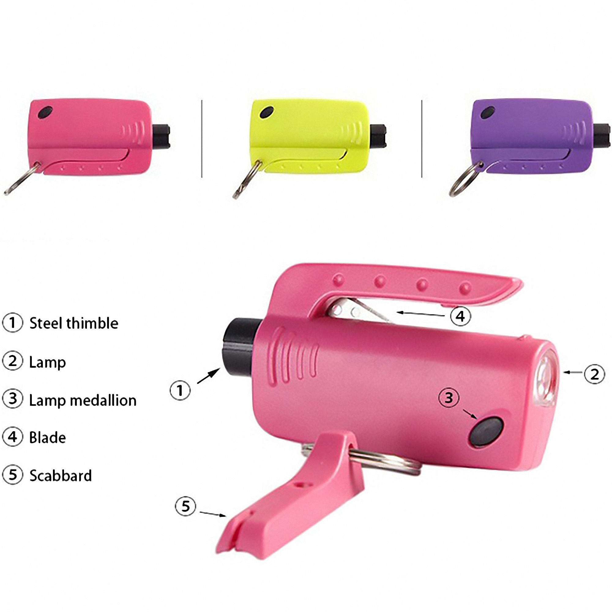 Mini LED Emergency Hammer with Keychain 3