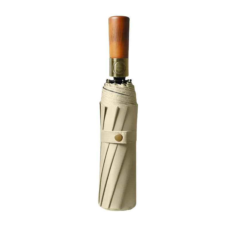 16 - Rib Wooden - Handle Auto Open All - Weather Umbrella 9