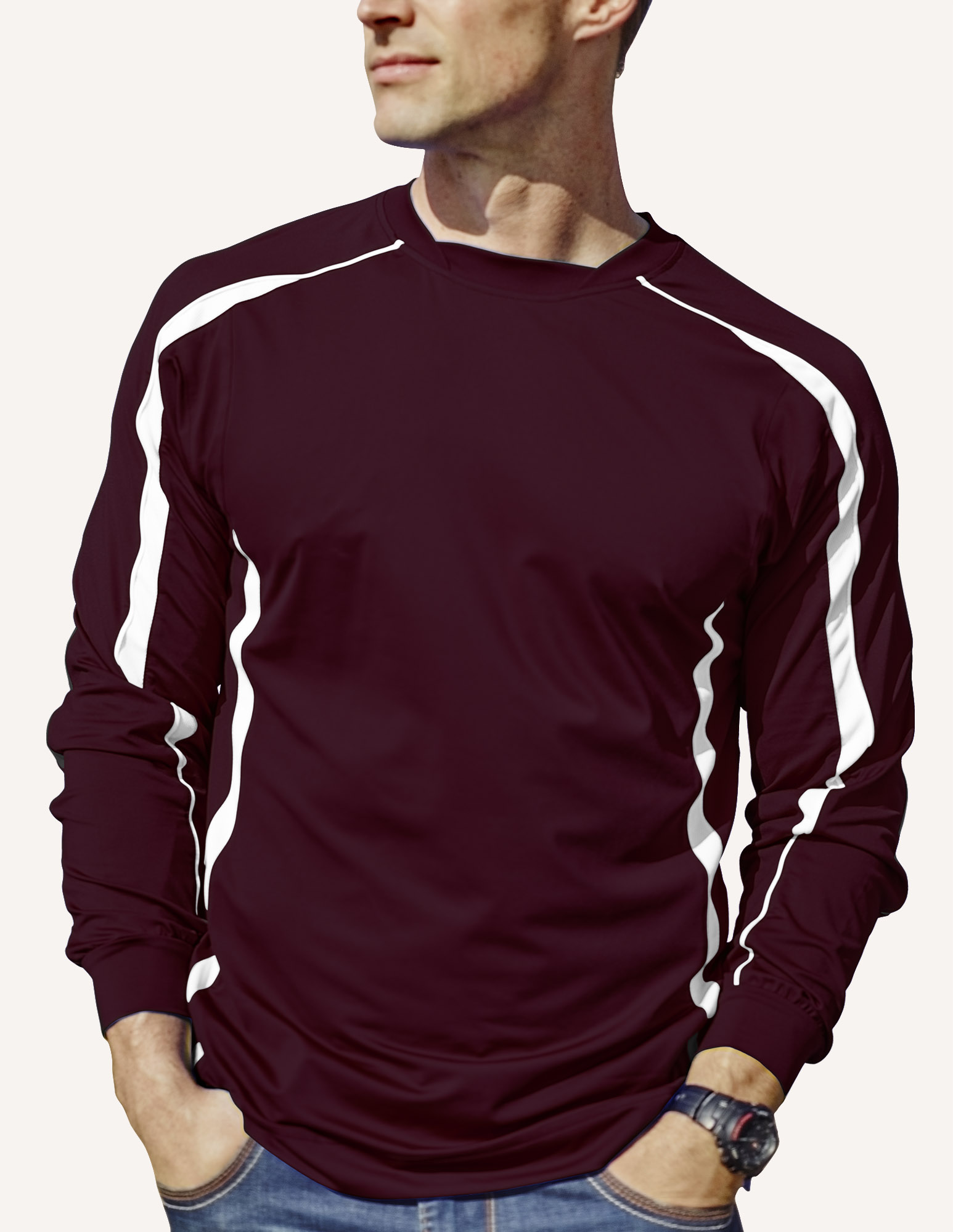 Men's Allsport Long Sleeve Double Crescent Crew Neck Shirt 2