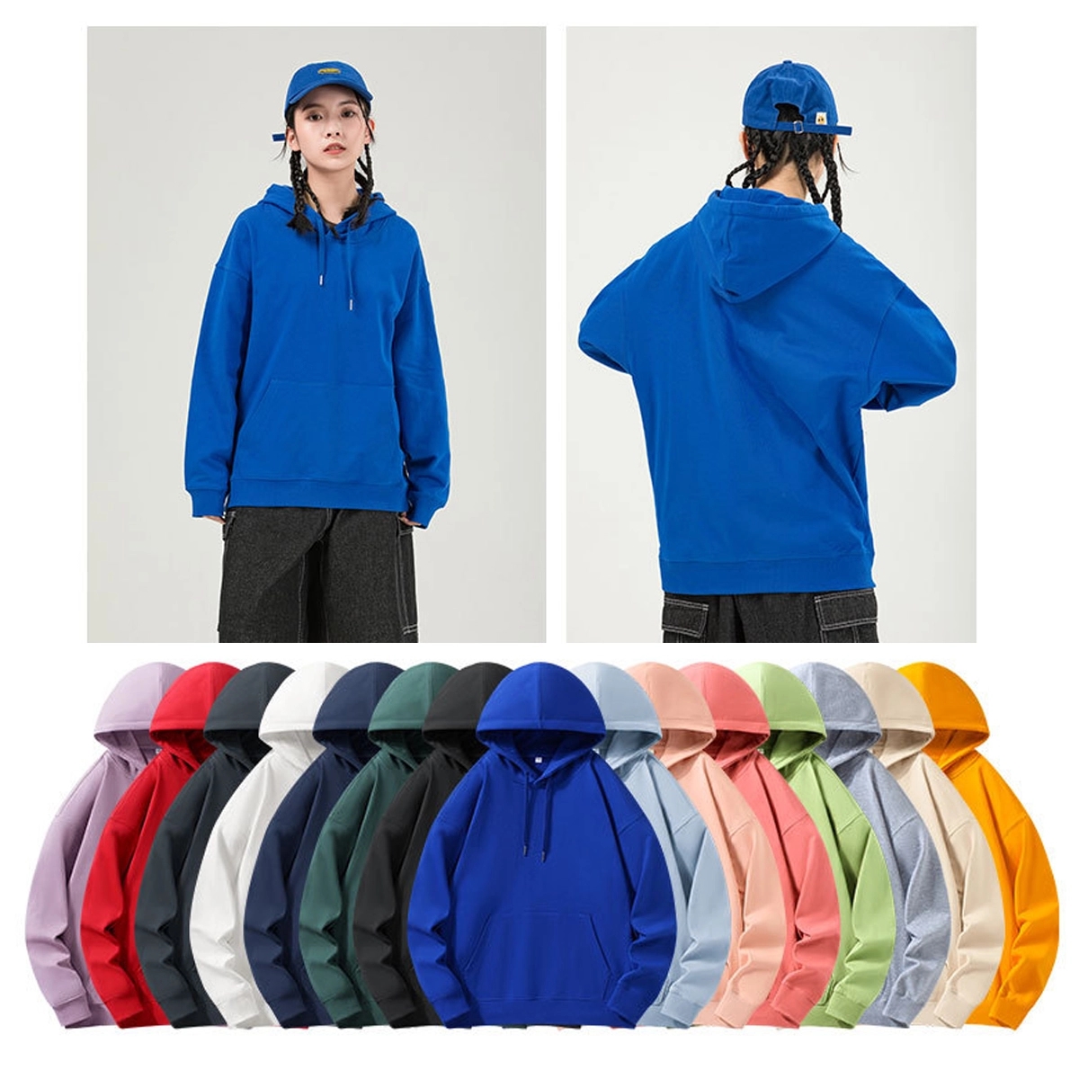 Cotton-Blend Fleece Hooded Crewneck Sweatshirt, custom hoodie or sweatshirt with logo imprint 4