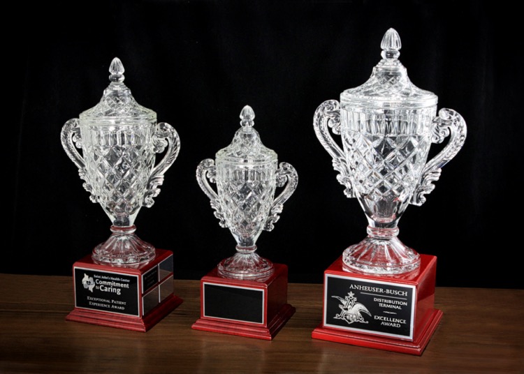 11" Crystal Cup on Rosewood Base Award 1