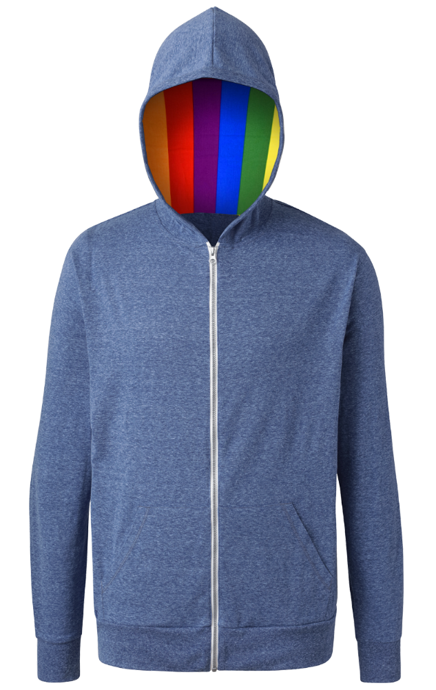 Pride Triblend Contrast Zip Front Hoodie, custom hoodie or sweatshirt with logo imprint 5
