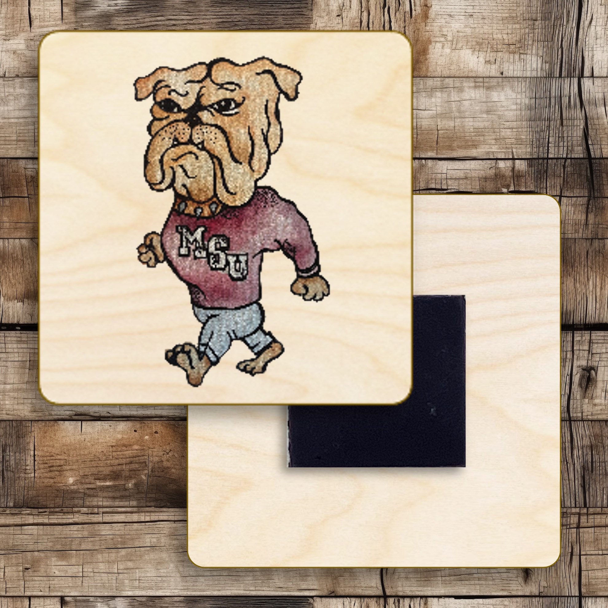 2" Square Wooden Magnet 12