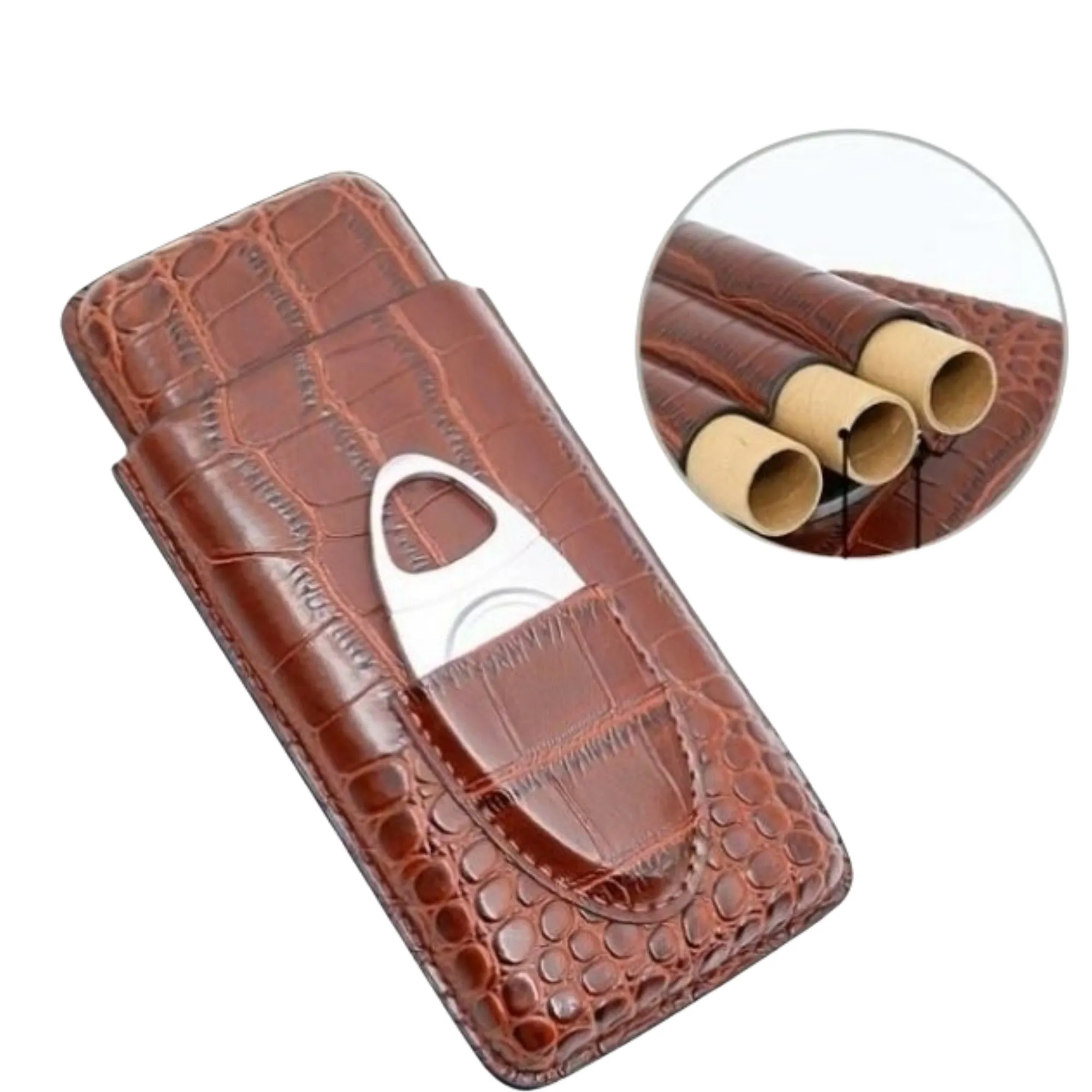 Premium Triple Cigar Leather Case 4