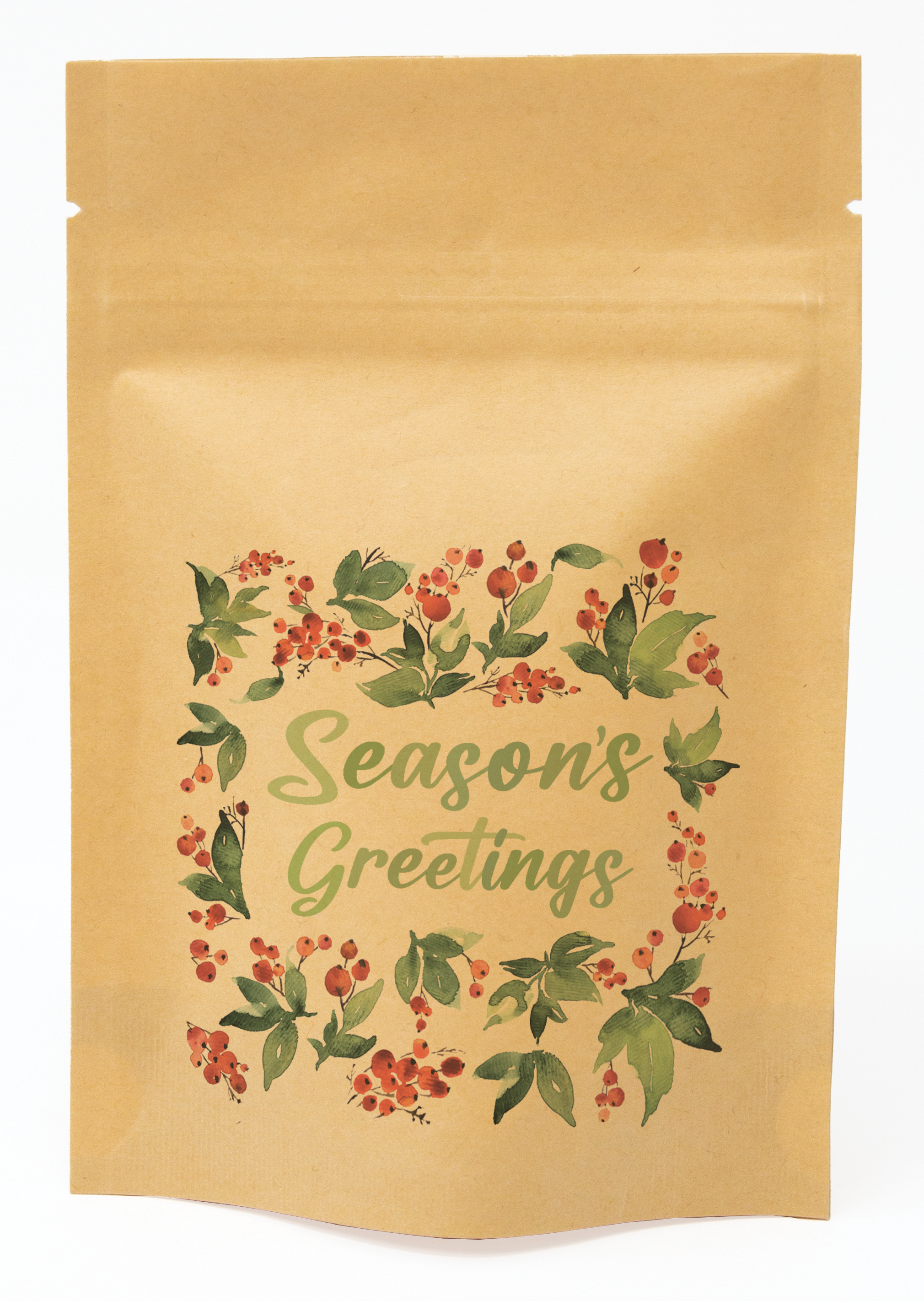 Holly Predesigned Kraft Barrier Pouch (4"W x 6"H x 2"D)