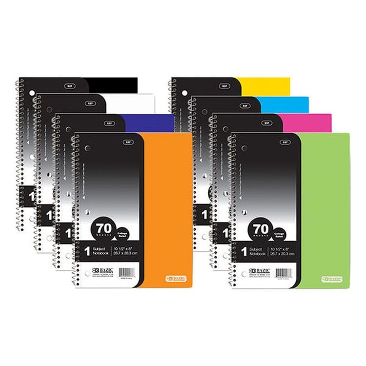 Spiral Notebooks - College Ruled 70 sheets 1 Subject 8 Colors 2