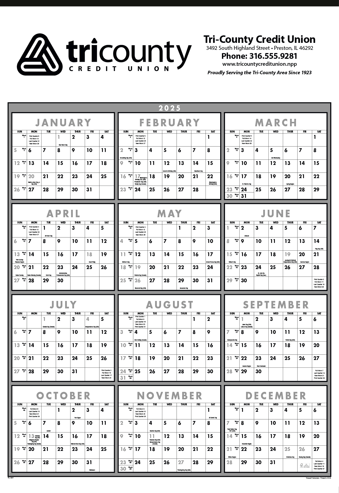 Triumph® Calendars Black & White Span-A-Year Non-Laminated Calendar 38