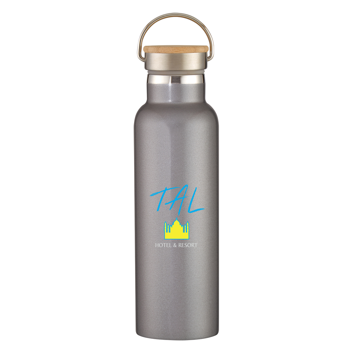21 Oz. Tipton Recycled Stainless Steel Bottle With Bamboo Lid, custom water bottle with logo imprint 3