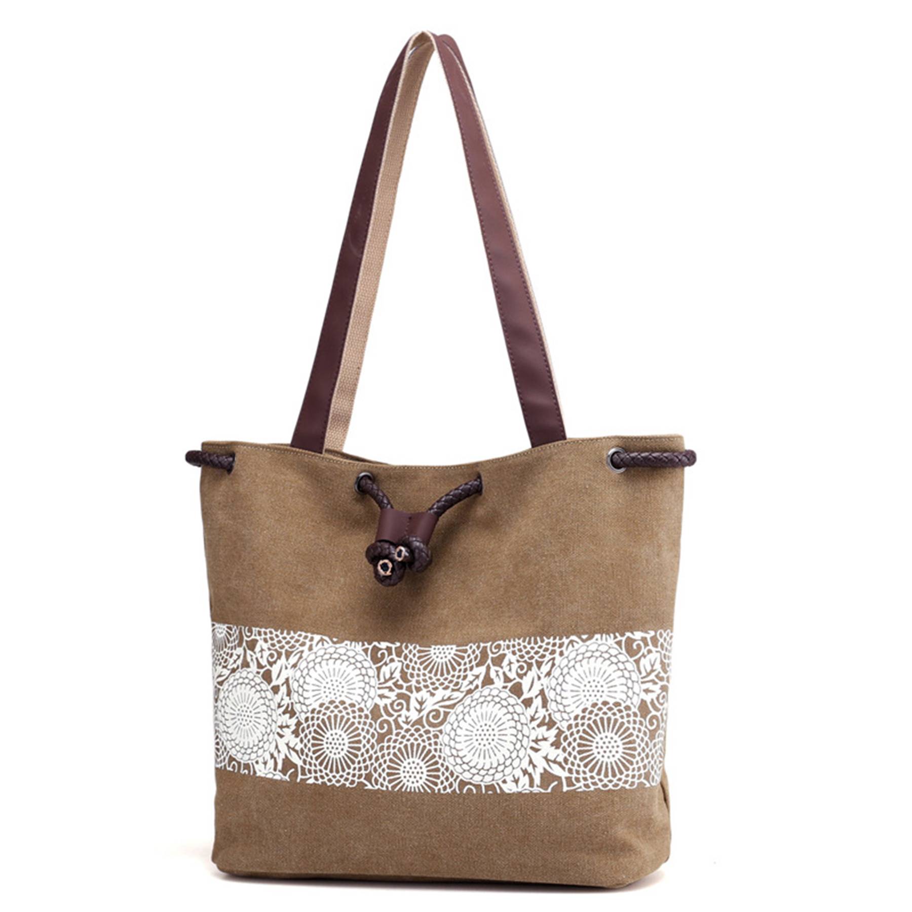 Women Printing Drawstring Canvas Tote Bags 8