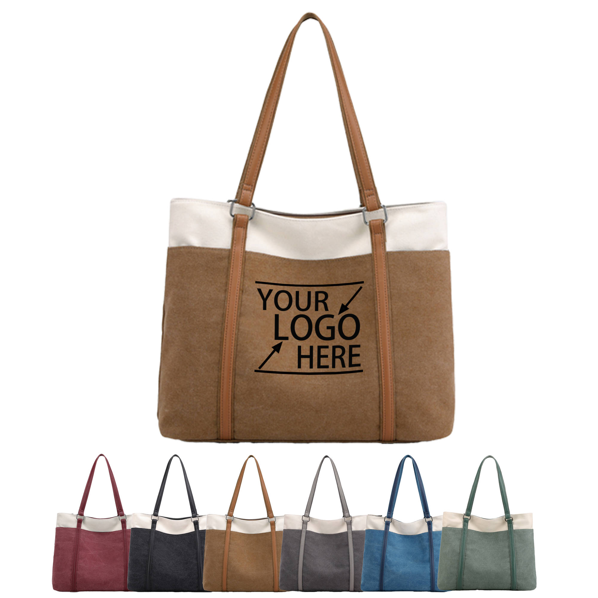 Retro 16oz Canvas Contrast-Color Shoulder Tote 1