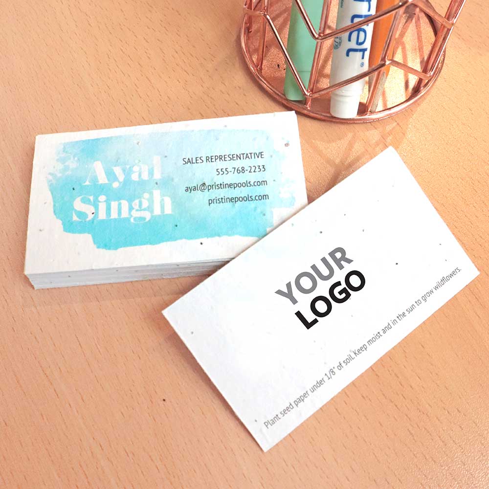 Watercolor Splash Seed Paper Business Cards 1