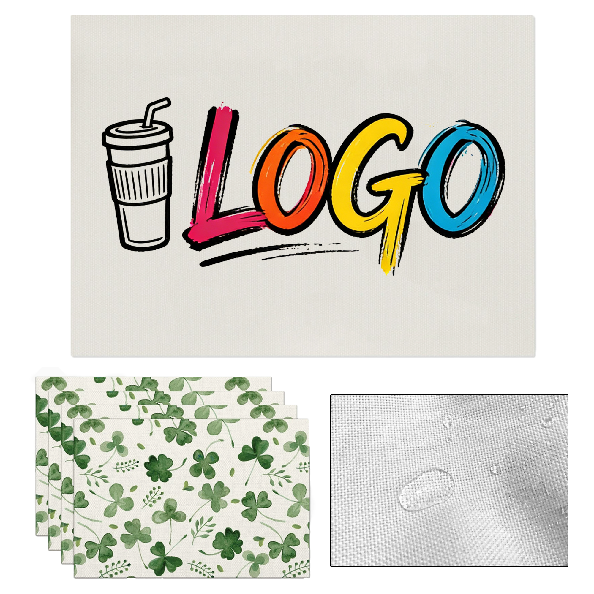 Waterproof Linen Full-color Printed Heat-insulating Placemat 2