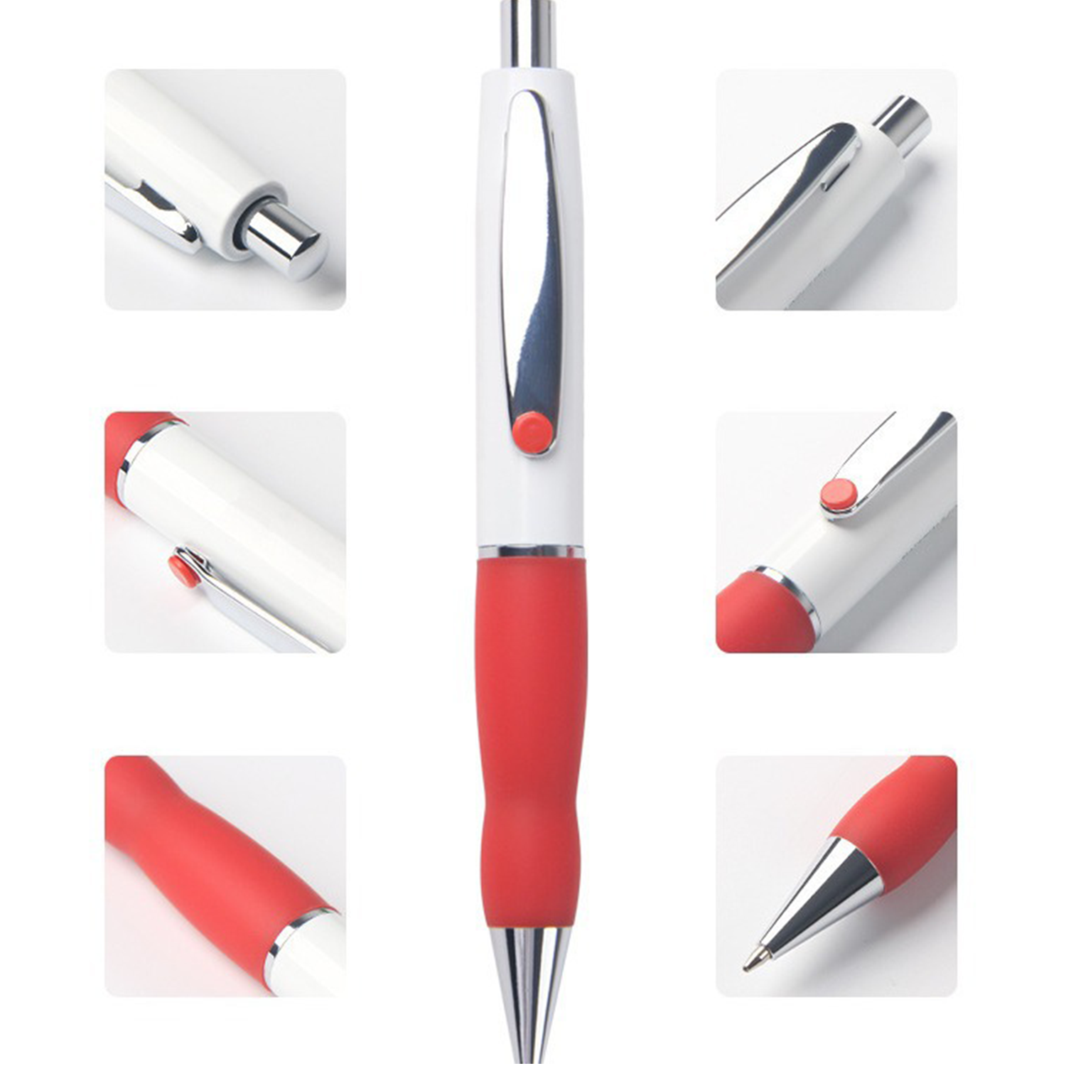 Retractable Rubber Grip Plastic Ballpoint Pen 5