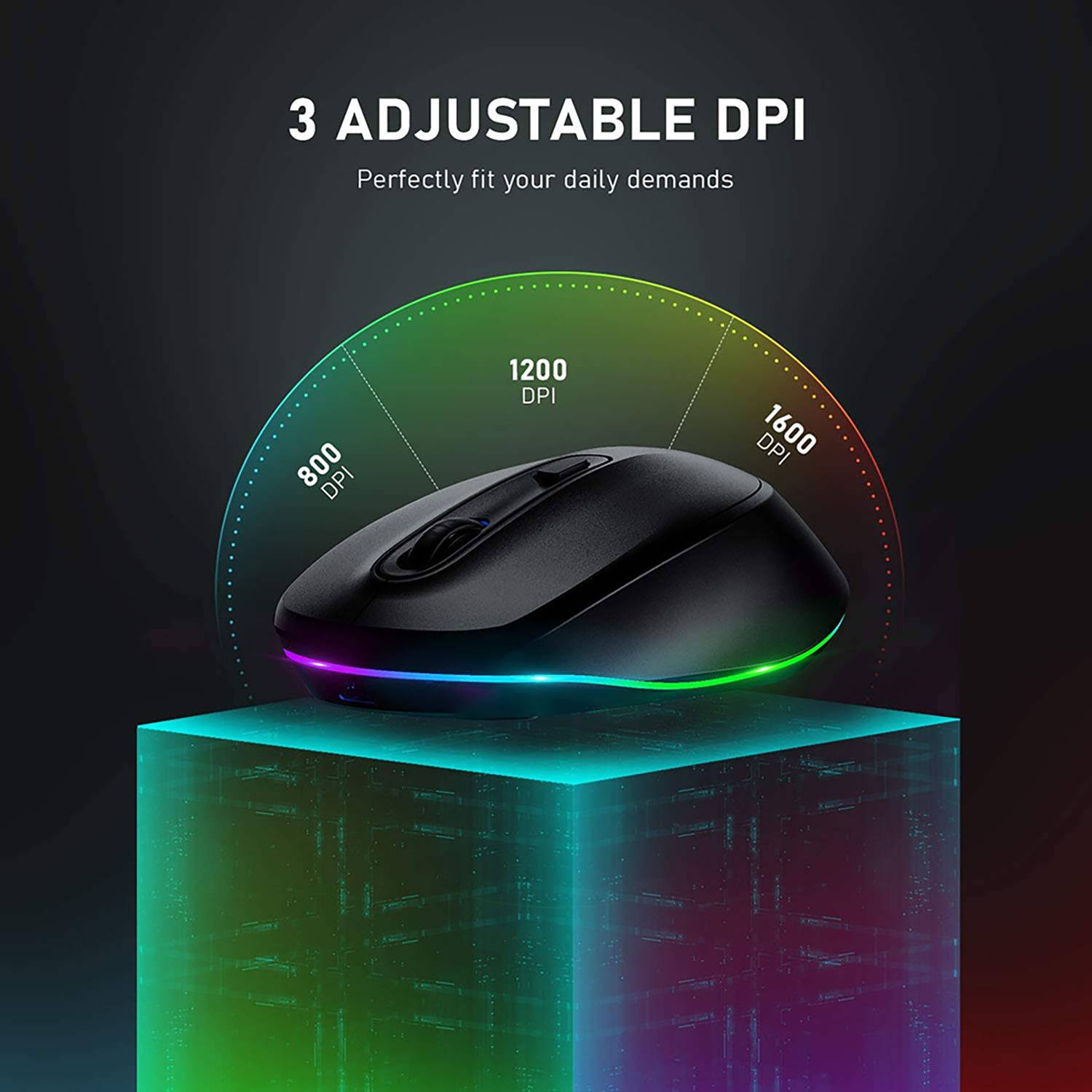 Rechargeable Colorful LED Lights Wireless Silent Mouse 13