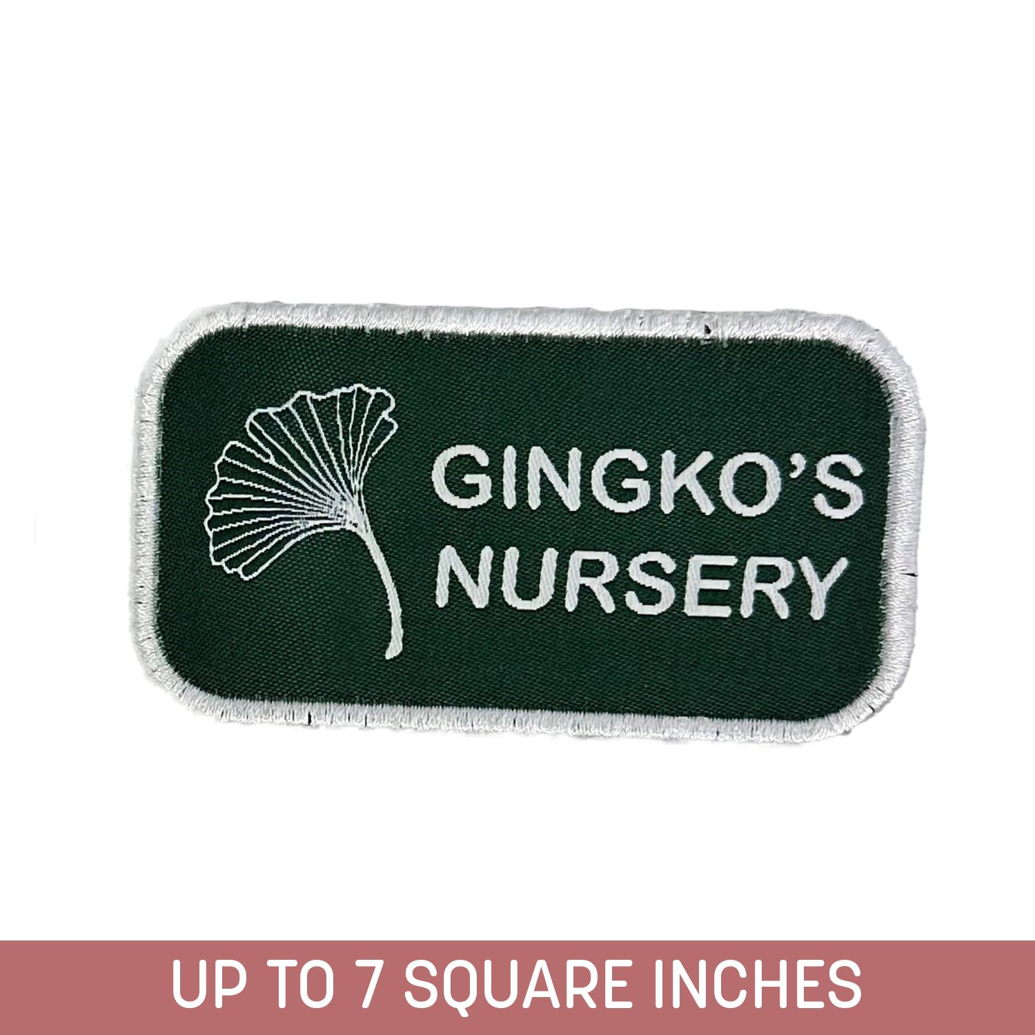 Custom Shape Woven Label Up To 7 Sq. Inches w/ Embroidery Backing and Embroidered Edge (5-ply)