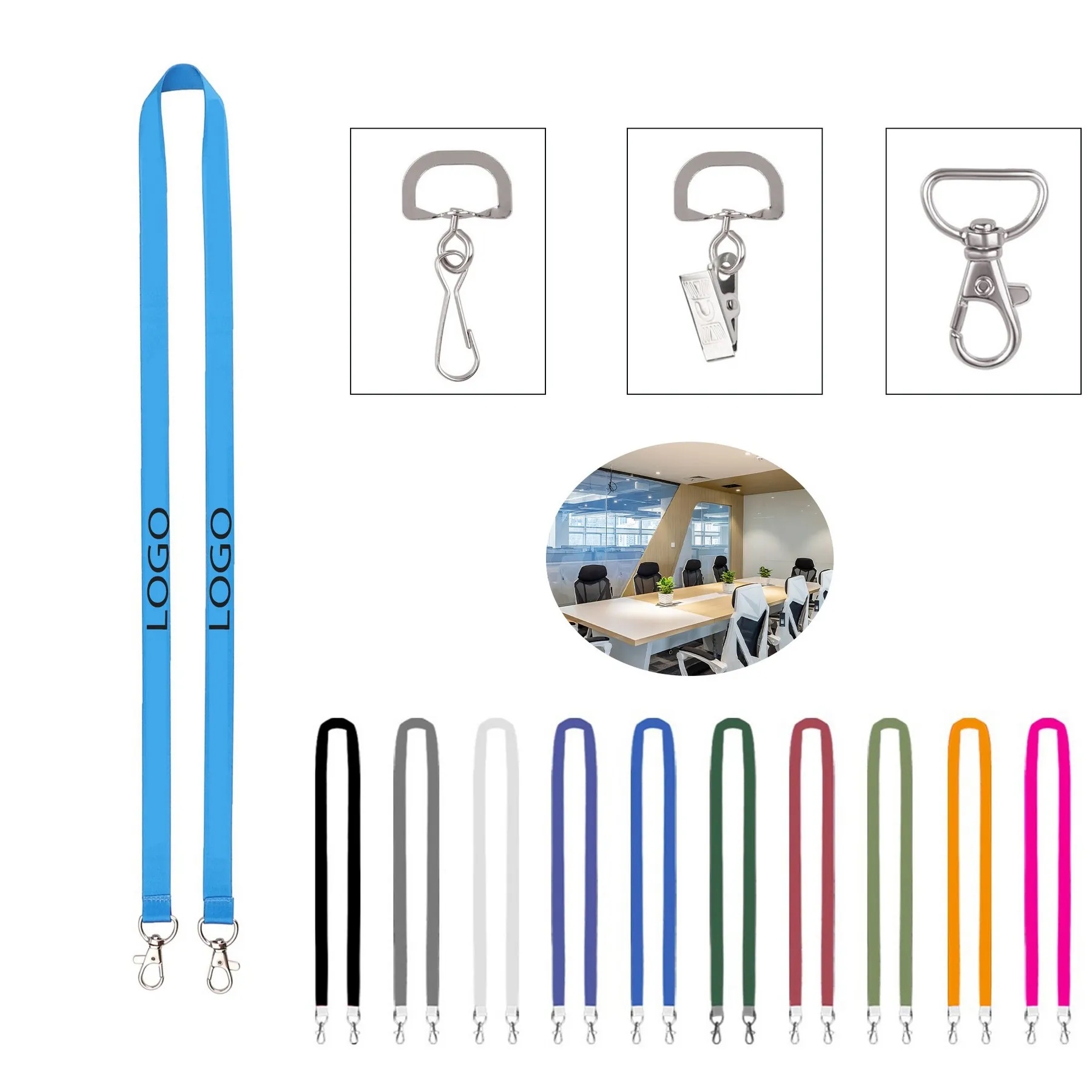 3/4" Custom Open Ended Polyester Lanyard w/ Badge Holder 2