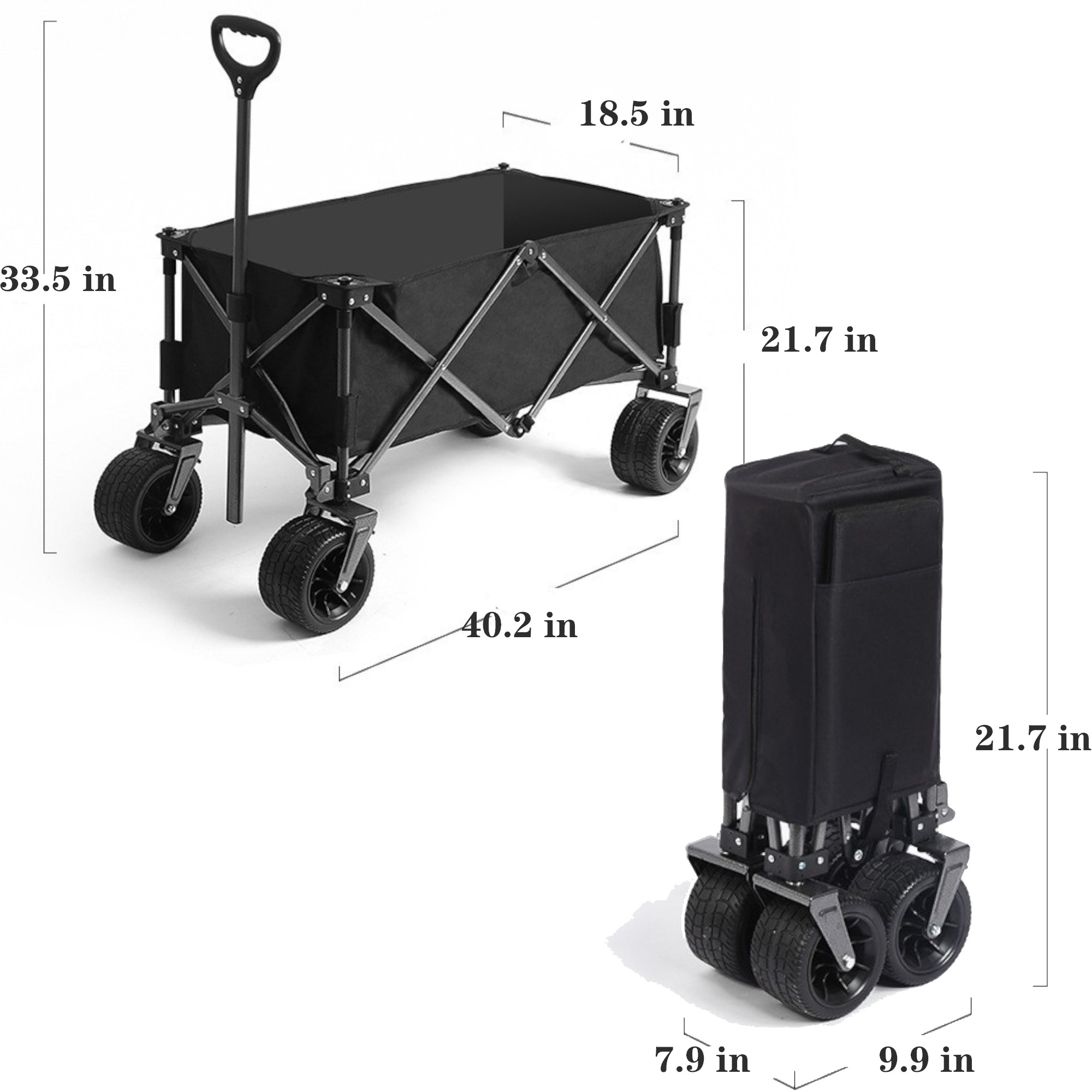 150L Portable 4 Large Wheels Foldable Wagon Hand Truck Cart Trolley For Camping 3