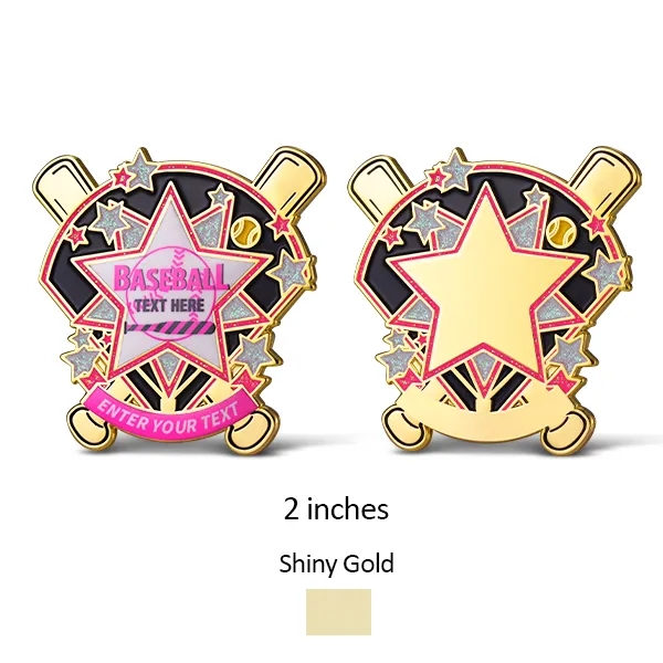1.75'' UV Printed Baseball Pins w/ Stock Shape 3