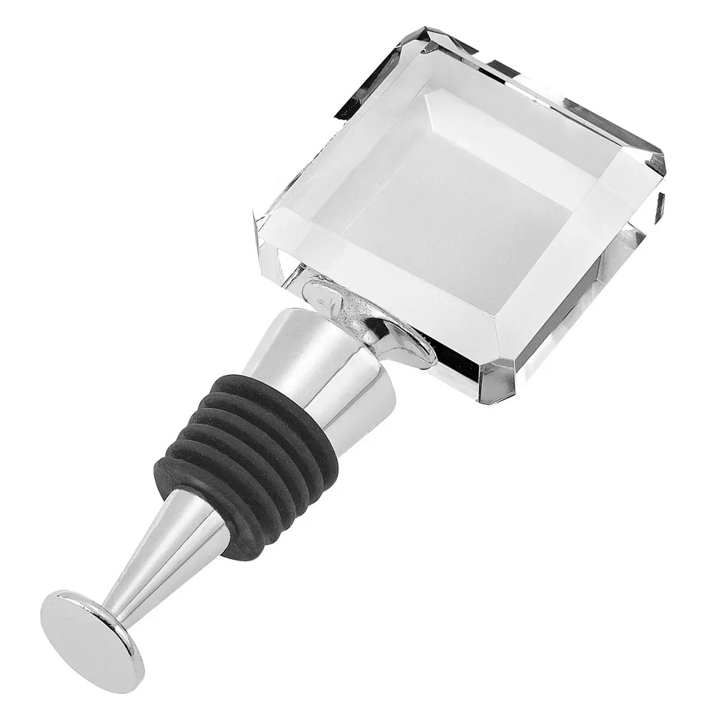 Square Etched Crystal Wine Stopper 2
