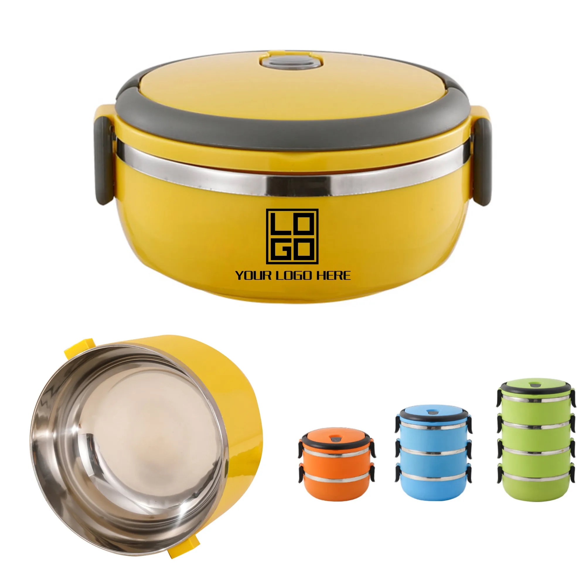 Tier Stackable Round Bento Lunch Box Leakproof Reusable
