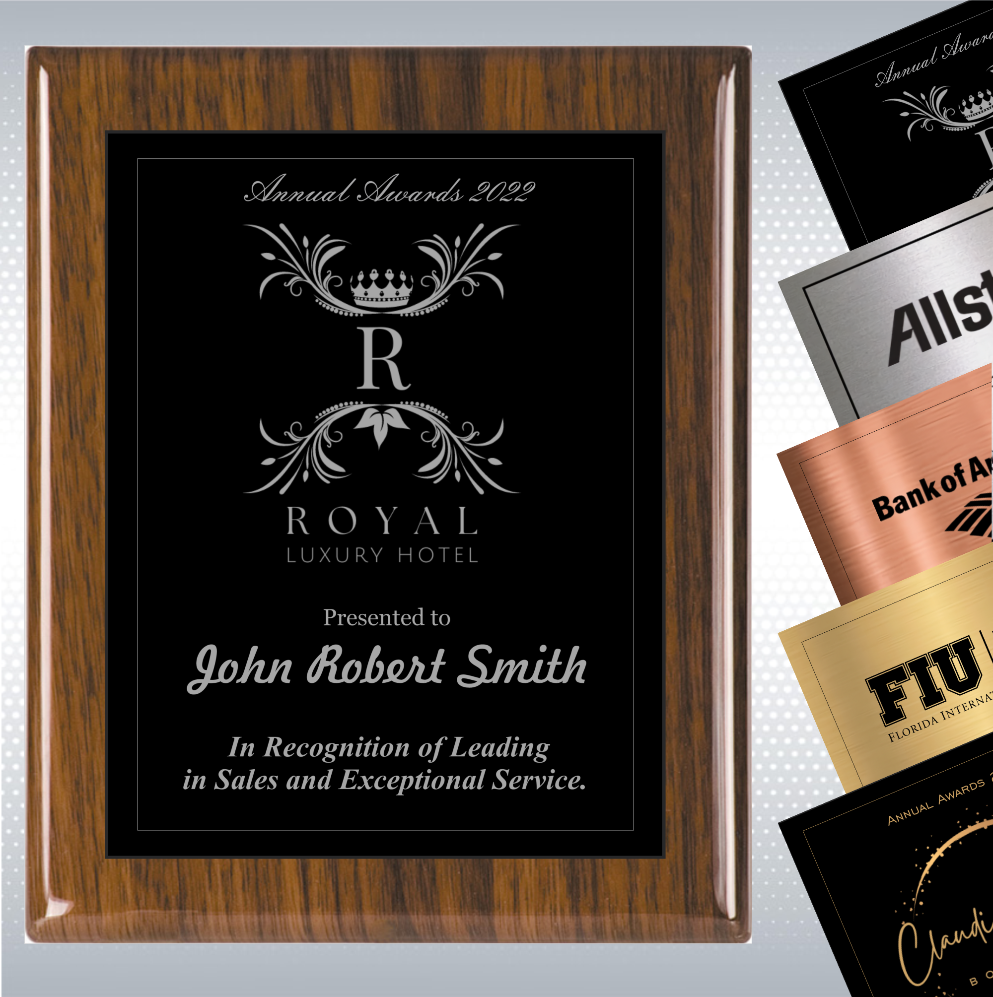 Walnut Piano Wood Plaque w/Choice of Single Engraved Plate 2
