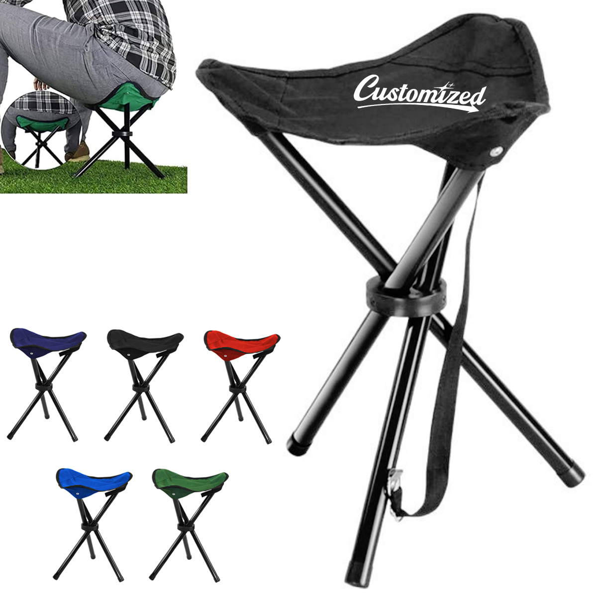 Portable 3 Legged Folding Camp Stool 4