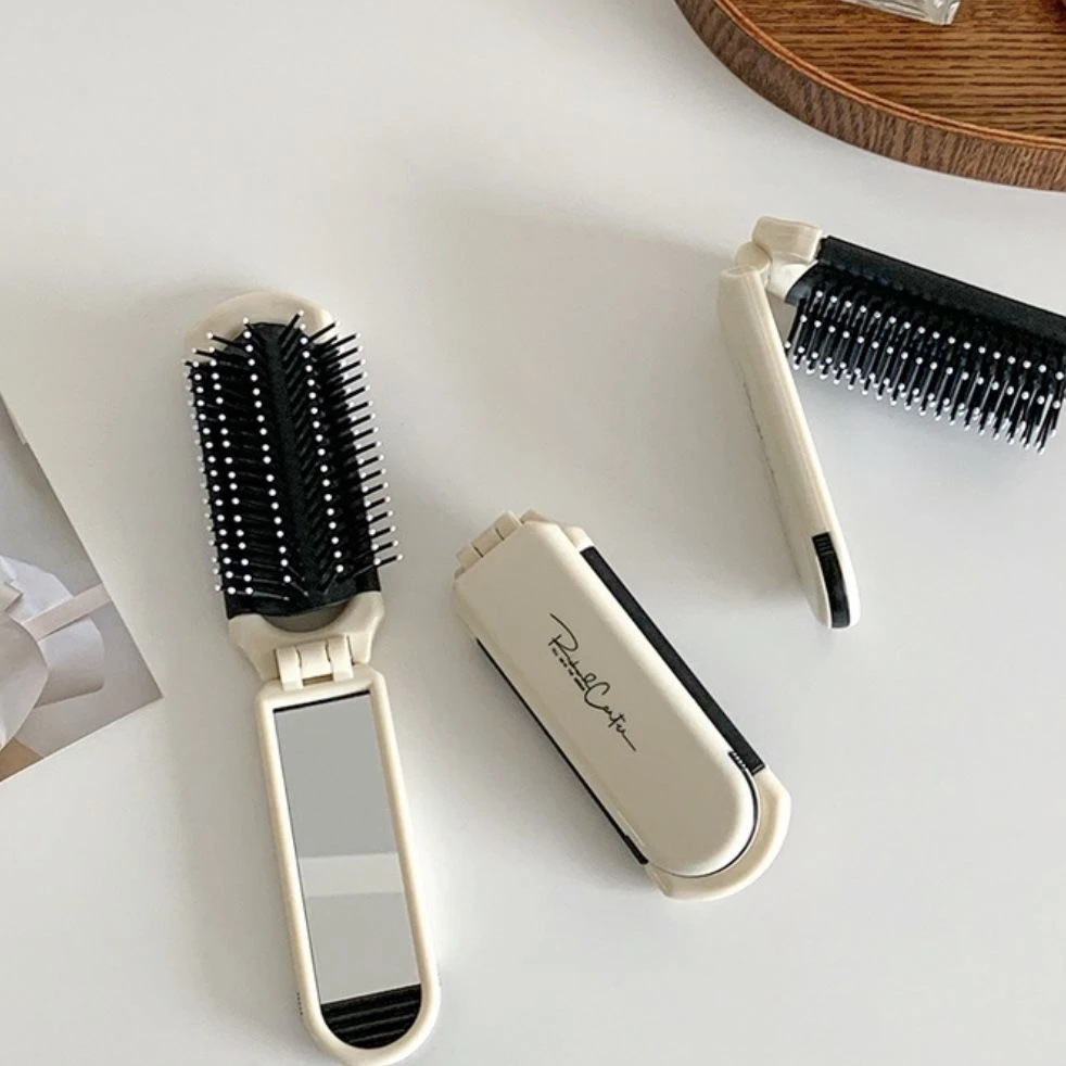 Compact Folding Hair Brush With Mirror 1
