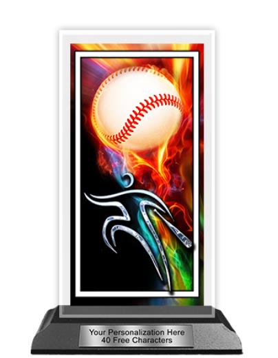 Acrylic Trophy: 6" Tower, (Baseball/Flame) 2