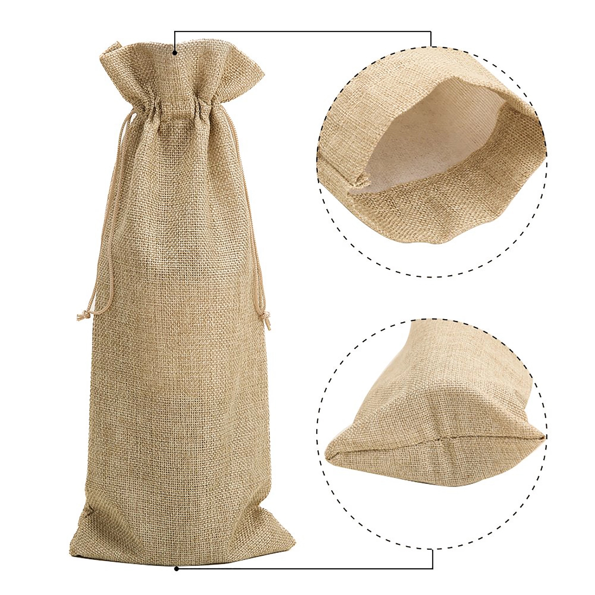 Drawstring Burlap Wine Bag 4