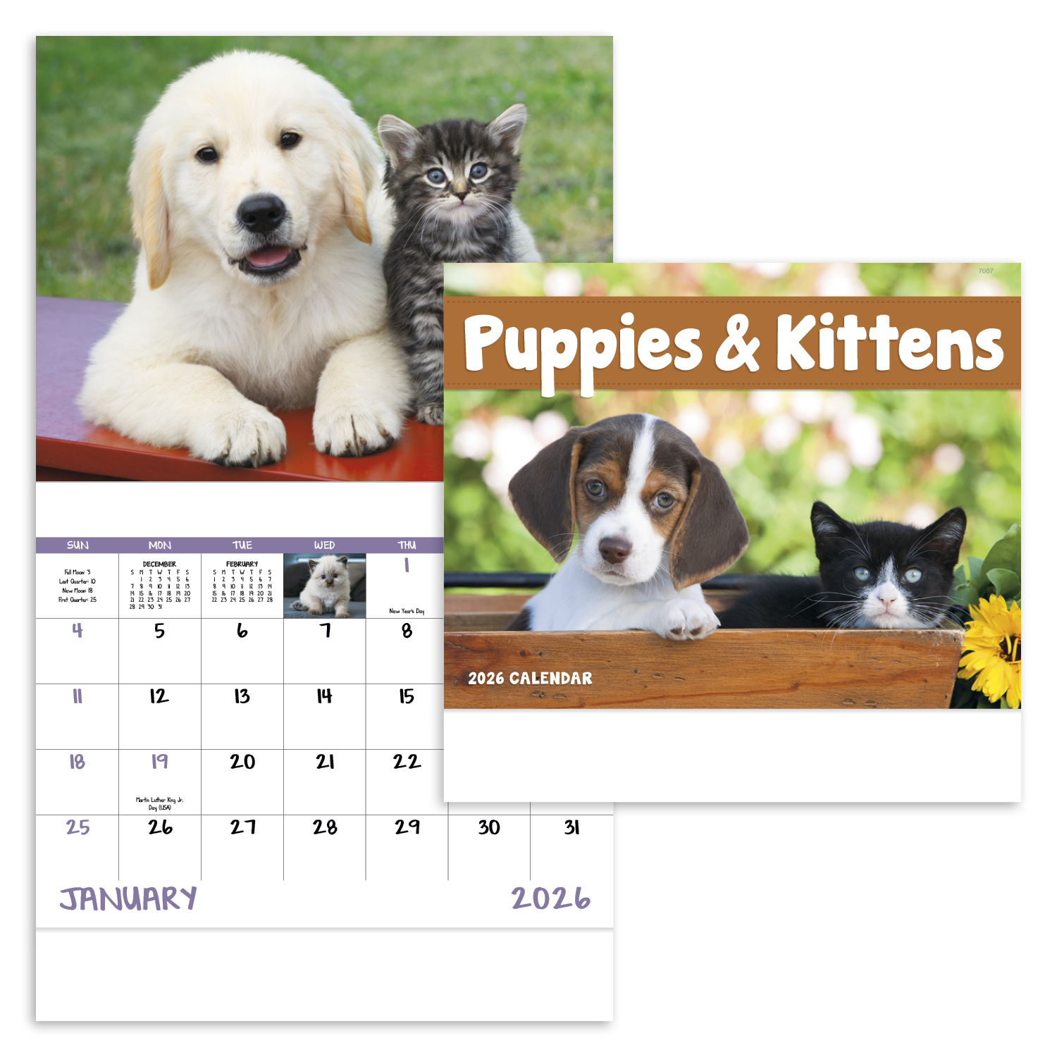 Good Value™ Puppies & Kittens - Stapled Calendar 12