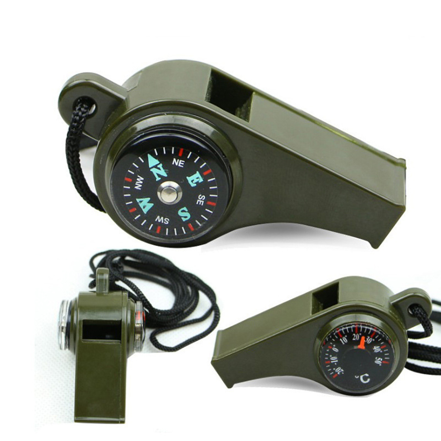 3 In 1 Camping Compass Thermometer & Whistle 2
