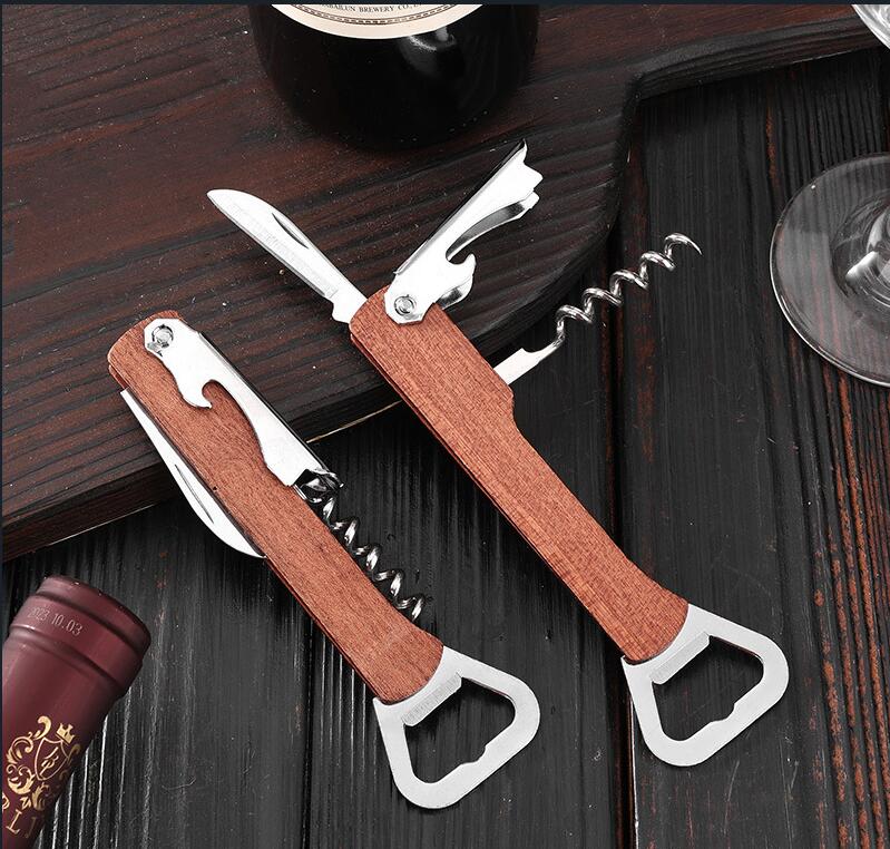 4 in 1 Wooden Wine Bottle Opener 4