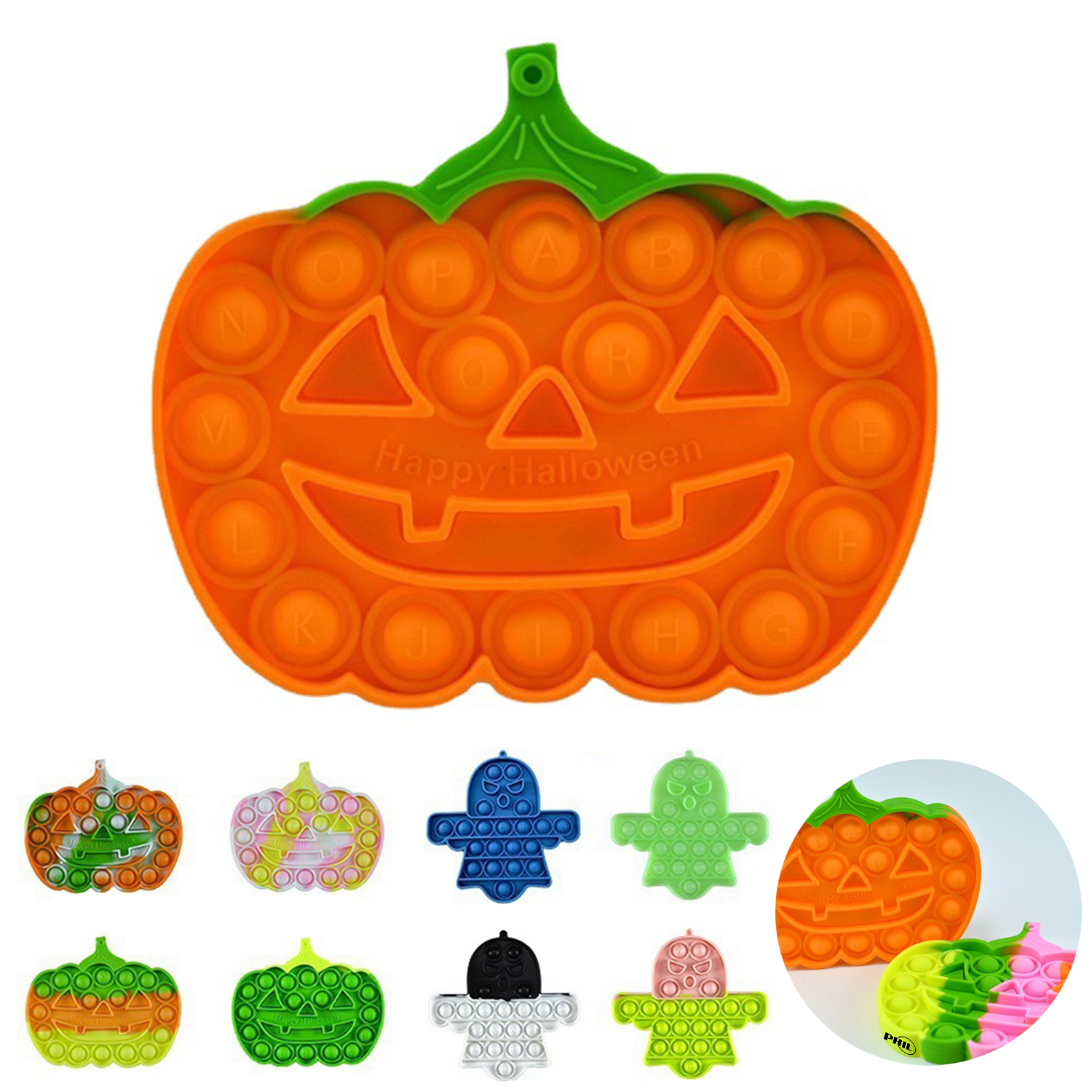 Silicone Halloween Pumpkin Push Pop Fidget Toy 2