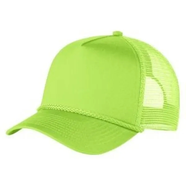 Structured 5 Panel Curved Bill Trucker Cap with Rope 17