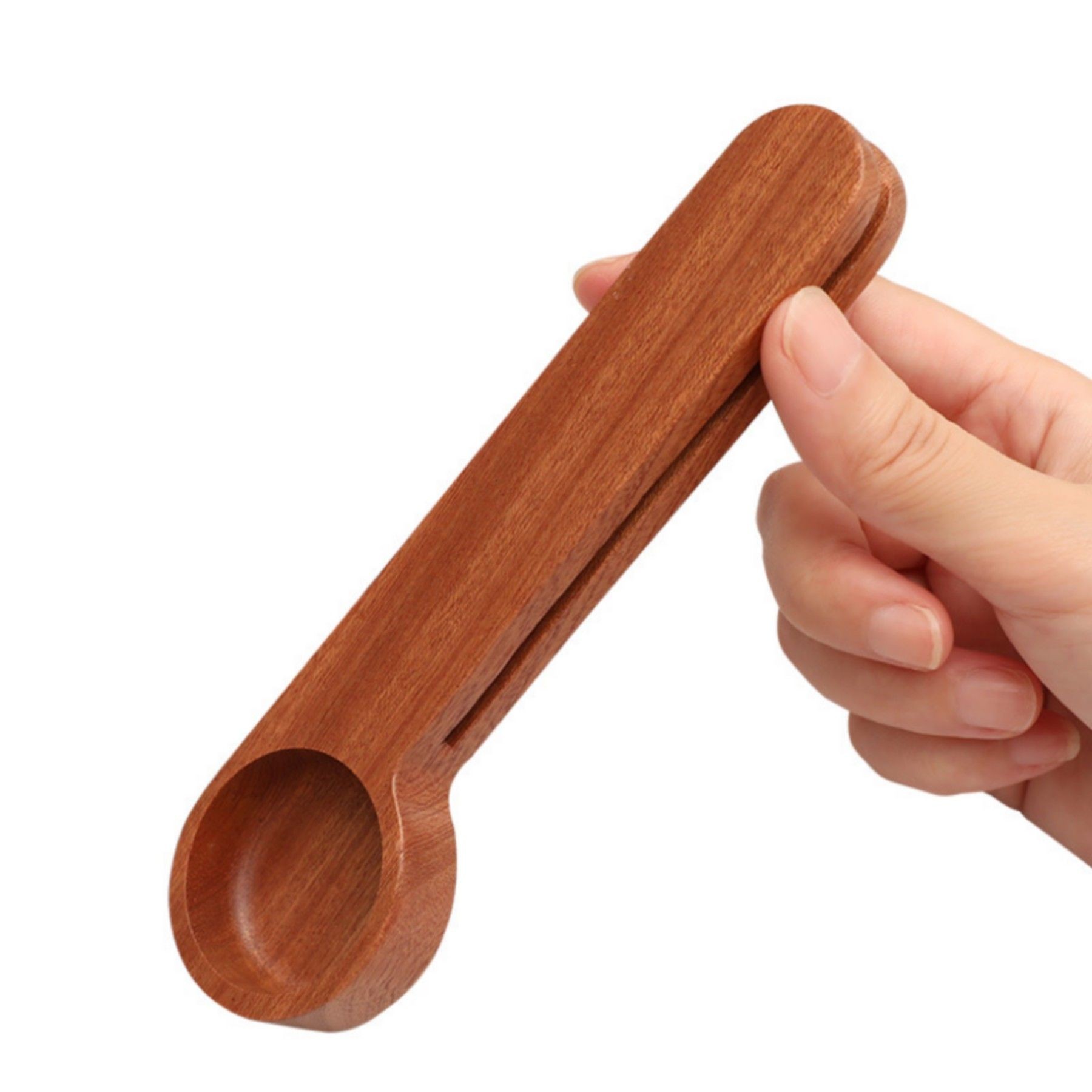 2 In 1 Wooden Coffee Scoop Bag Clip Beech Measuring Spoon 2