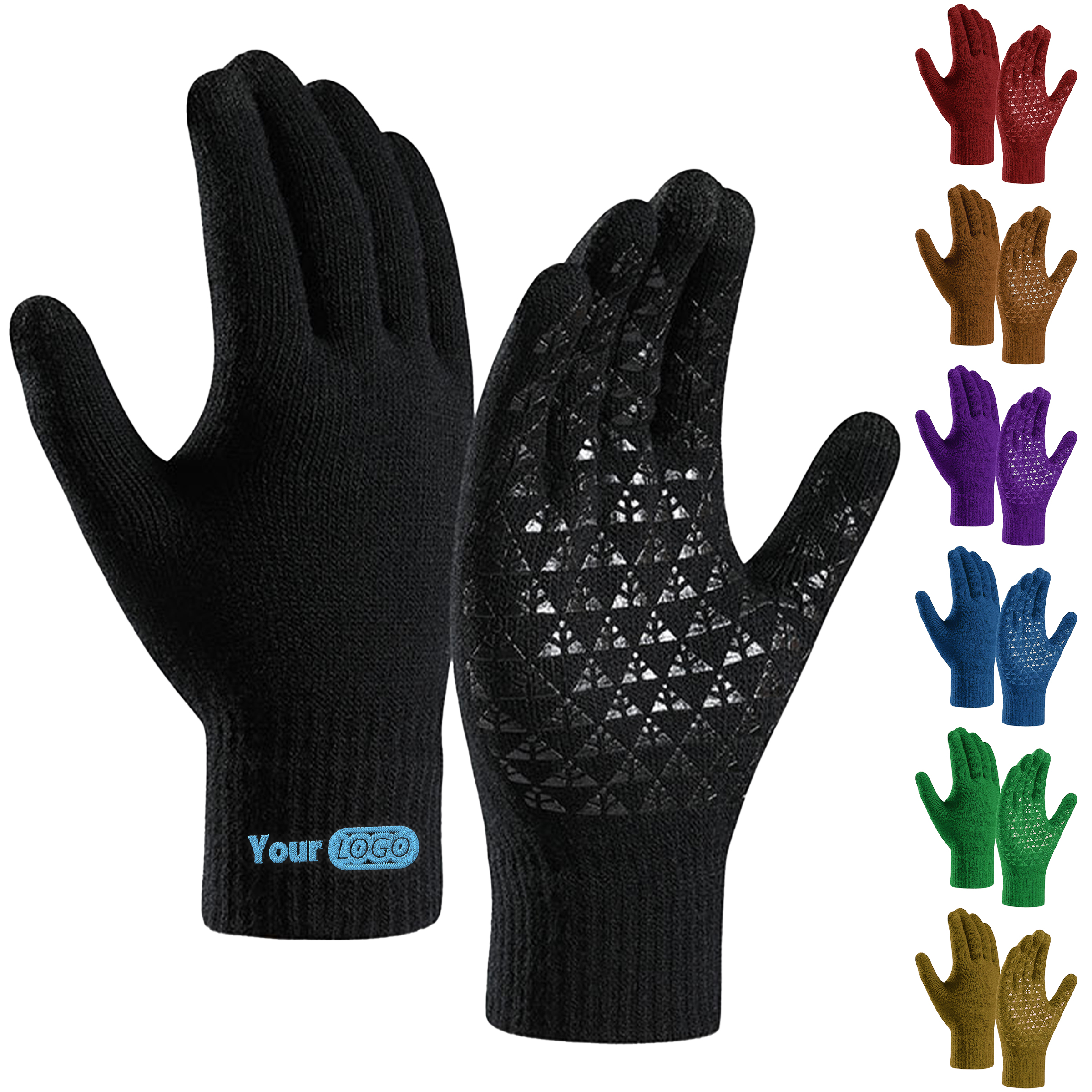 Polyester Anti-Slip Thermal Knit Gloves For Winter Warmth 1