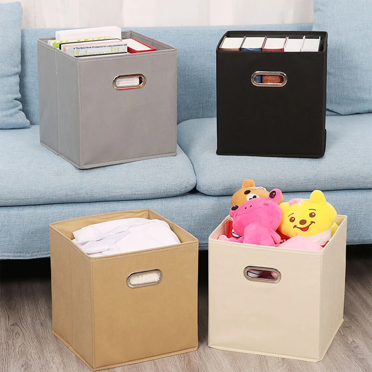 Cube Storage Boxes with Double Metal Handle 5