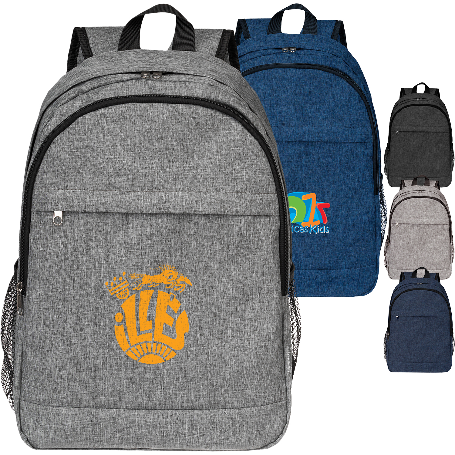 Solid Color Heather Lite Laptop Backpack W/ Braided Handle 2